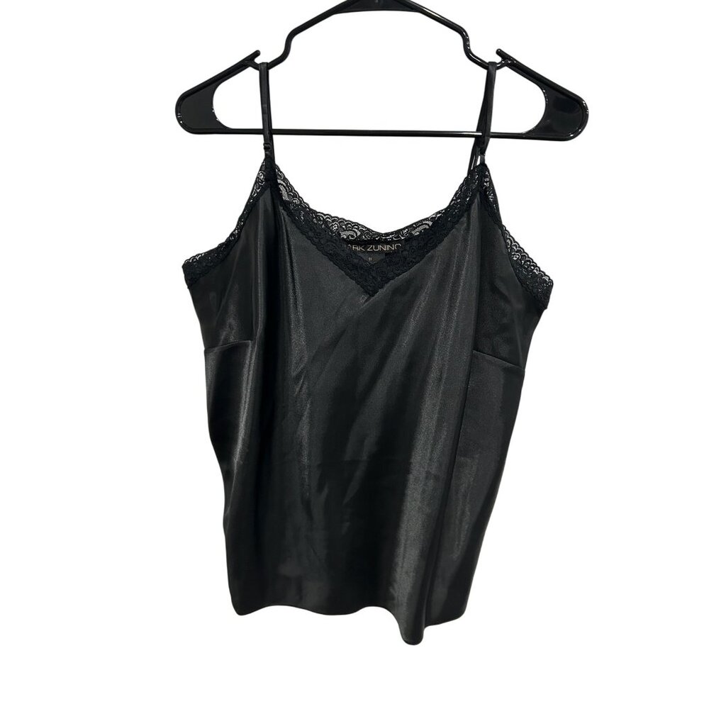 Mark Zunino Lace Trim Satin Camisole Top Black Plus Sz 1X Y2K Fairy Goth